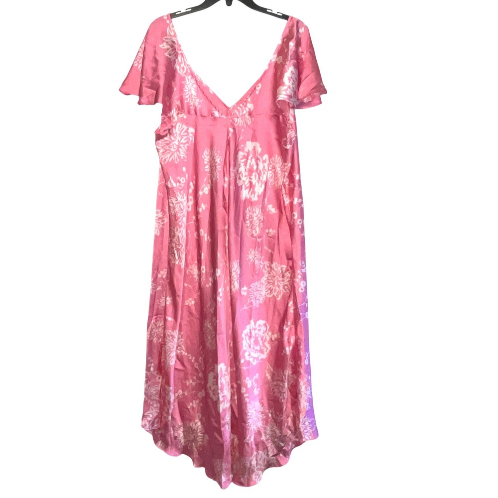 Amoureuse Pink Floral Maxi Babydoll Women's Nightgown Flutter Sleeve‎ Sz 18 / 20